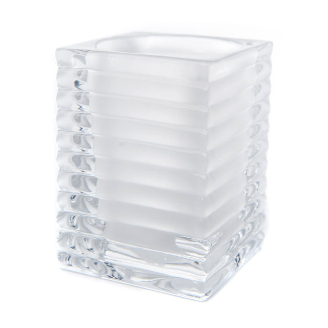 White Ribbed Glass Candle Holder (Case of 6) - The Amazing Flameless Candle