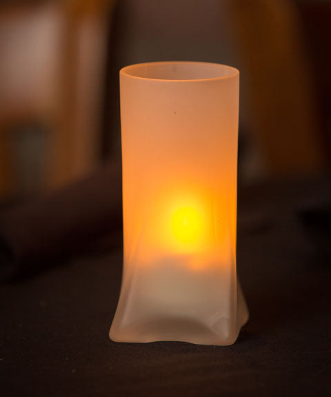 Square Round Flameless Candle Holder on Restaurant Table Top