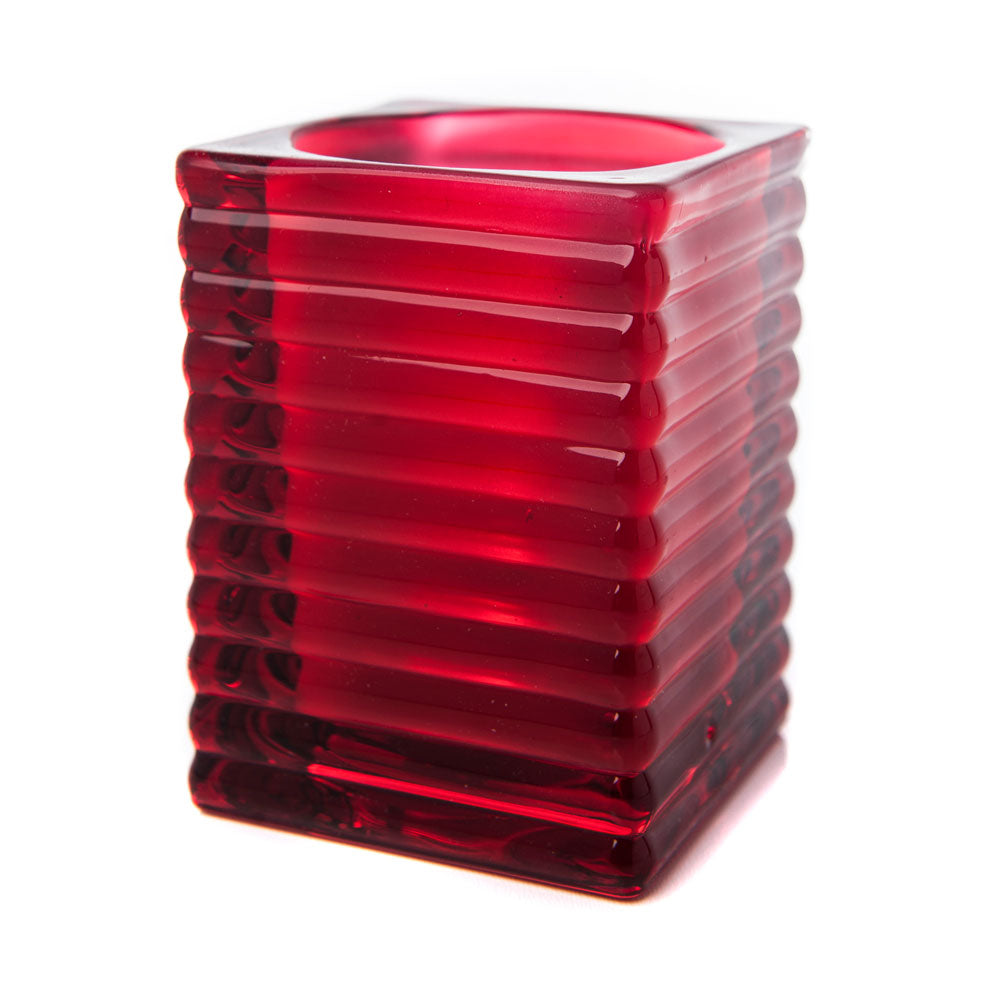 Red Ribbed Glass Ribbed Glass Red Case of 6 – The Amazing Flameless Candle