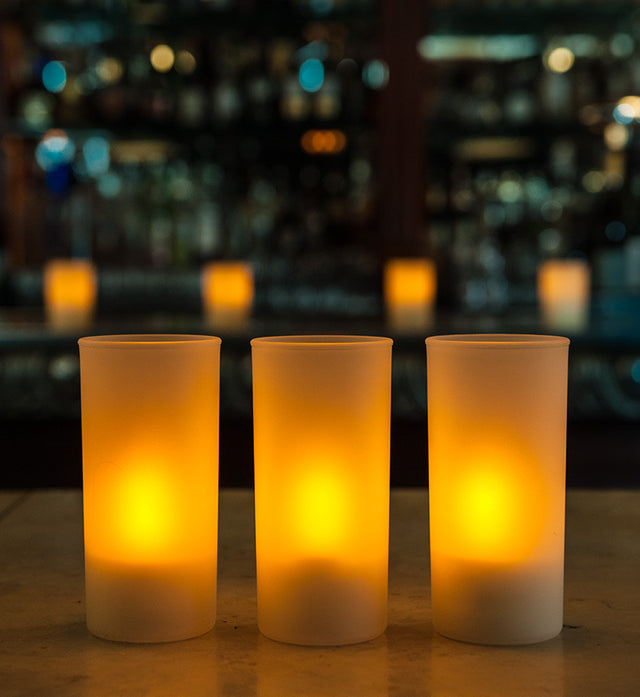 Tall (4.75") Frosted Glass Cylinder Candle Holder (Case of 6) - The Amazing Flameless Candle